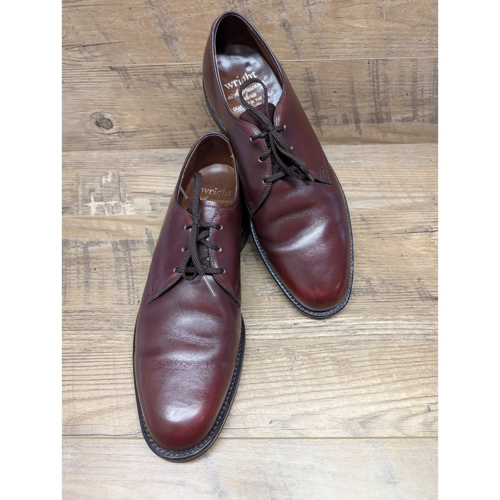 Vintage Wright Arch Preserver Mens 11 B Burgundy Leather Derby Shoes USA